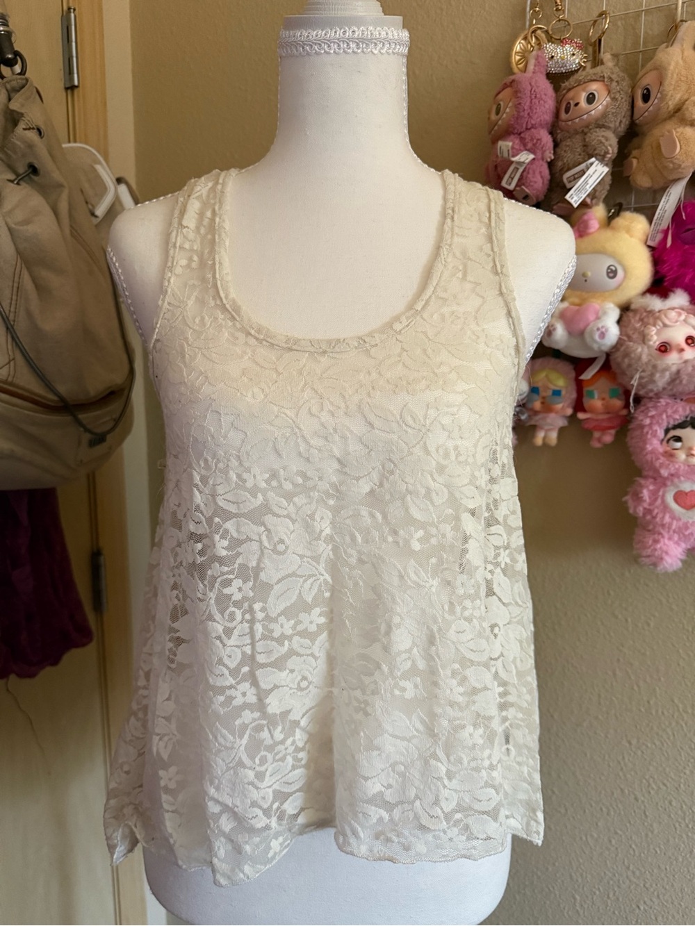 Forever 21 Cream Lace Tank Camisole